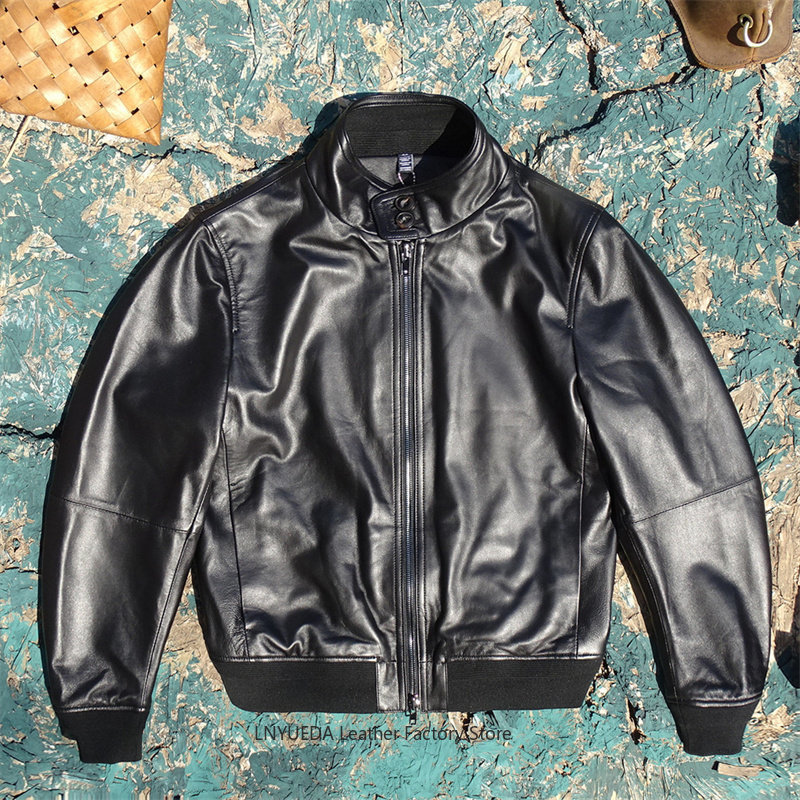 Harrington Jacket - Veste en cuir véritable pour homme,