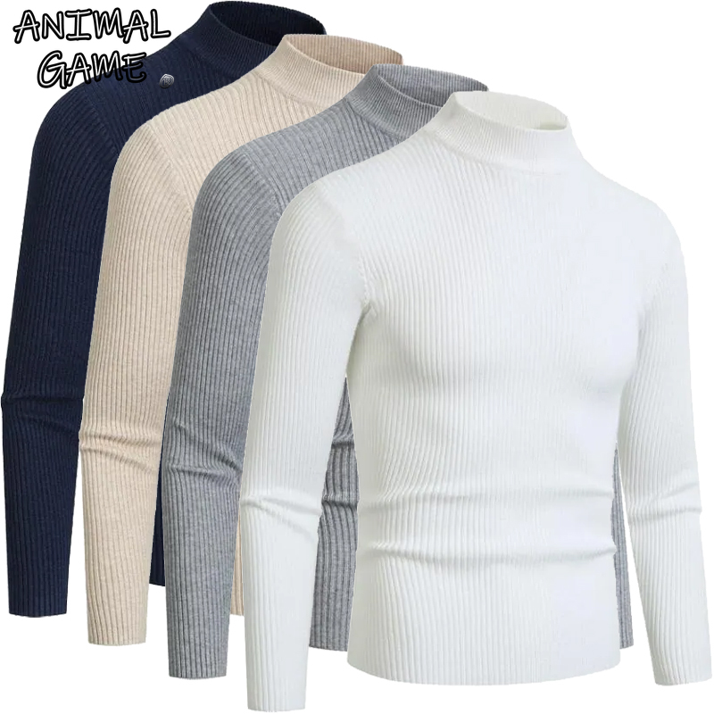 Turtleneck Sweater Men - Jeu d'animaux automne hommes col montant