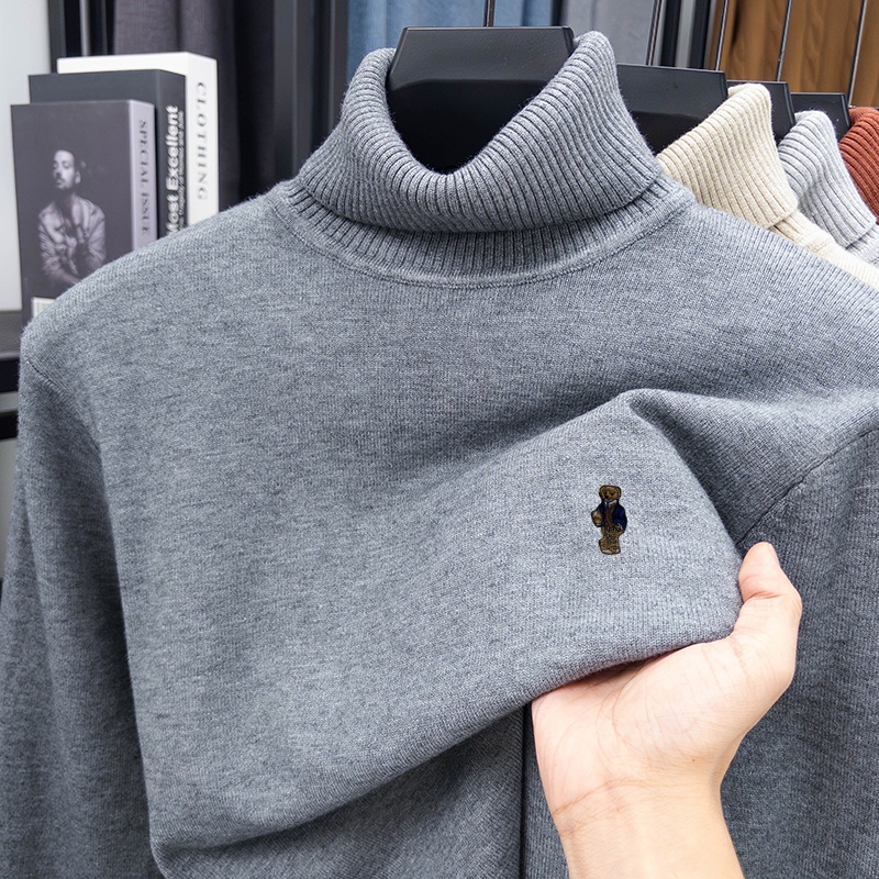 Turtleneck Sweater Men - Marque de luxe hommes printemps manches