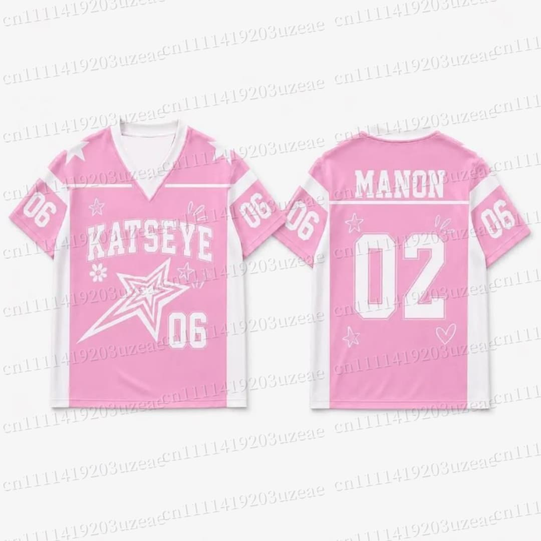 Men'S Fashion Pink Shirt - T-shirt graphique KATSEYE Pink Star, tenue