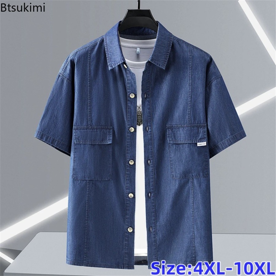 Men'S Fashion For Fat Guys - Chemise à manches courtes en denim