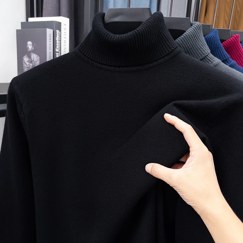 Turtleneck Sweater Men - Automne hommes haute qualité tricoté pull