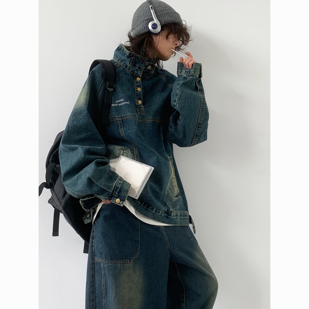 Harrington Jacket - Veste en jean délavé à col