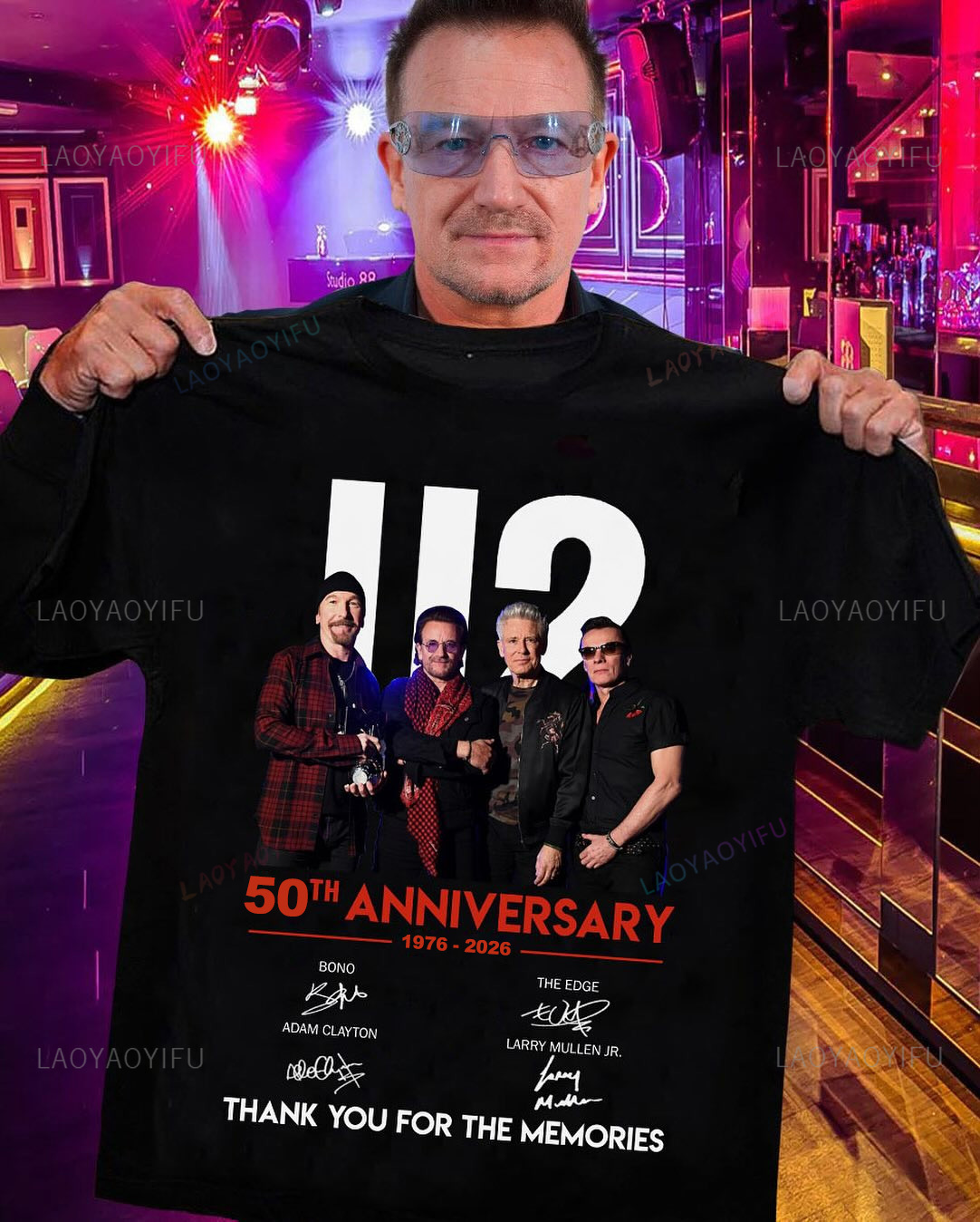 Men'S Fashion Over 50 - U2 Band 50 Anniversaire Graphique Tee