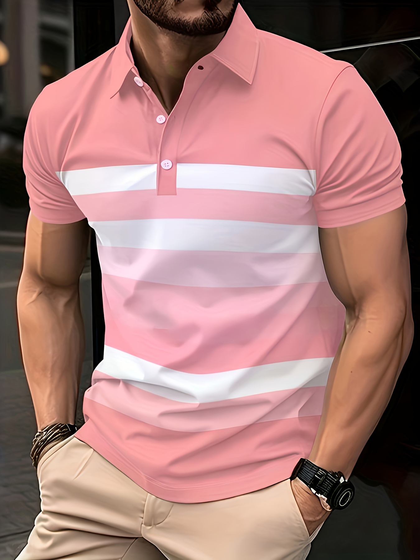 Chemise à manches courtes pour - Men'S Fashion Pink Shirt avis et prix