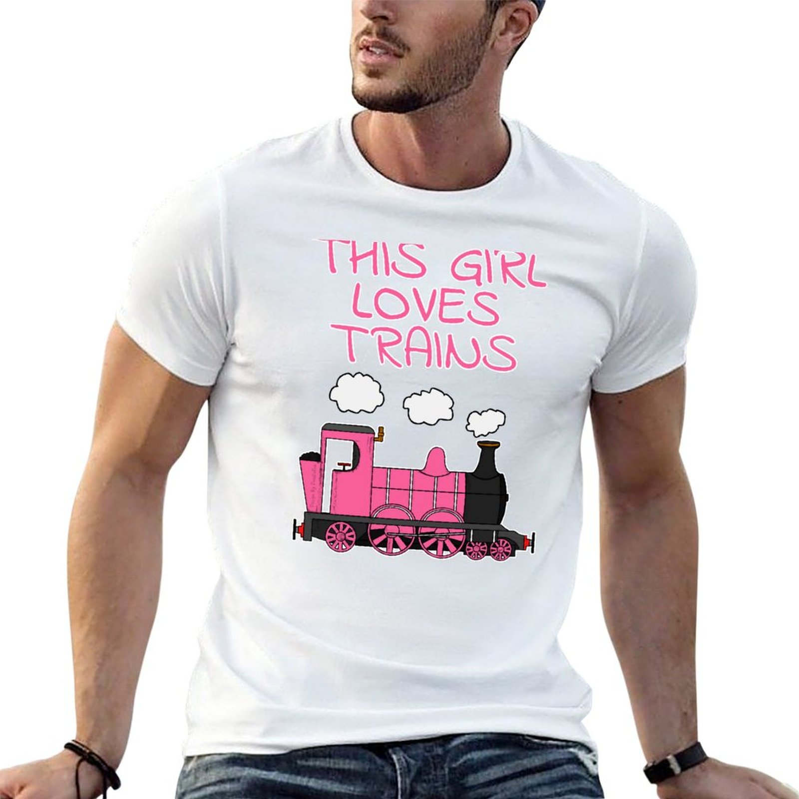 Cette fille aime les trains, t - Men'S Fashion Pink Shirt avis et prix