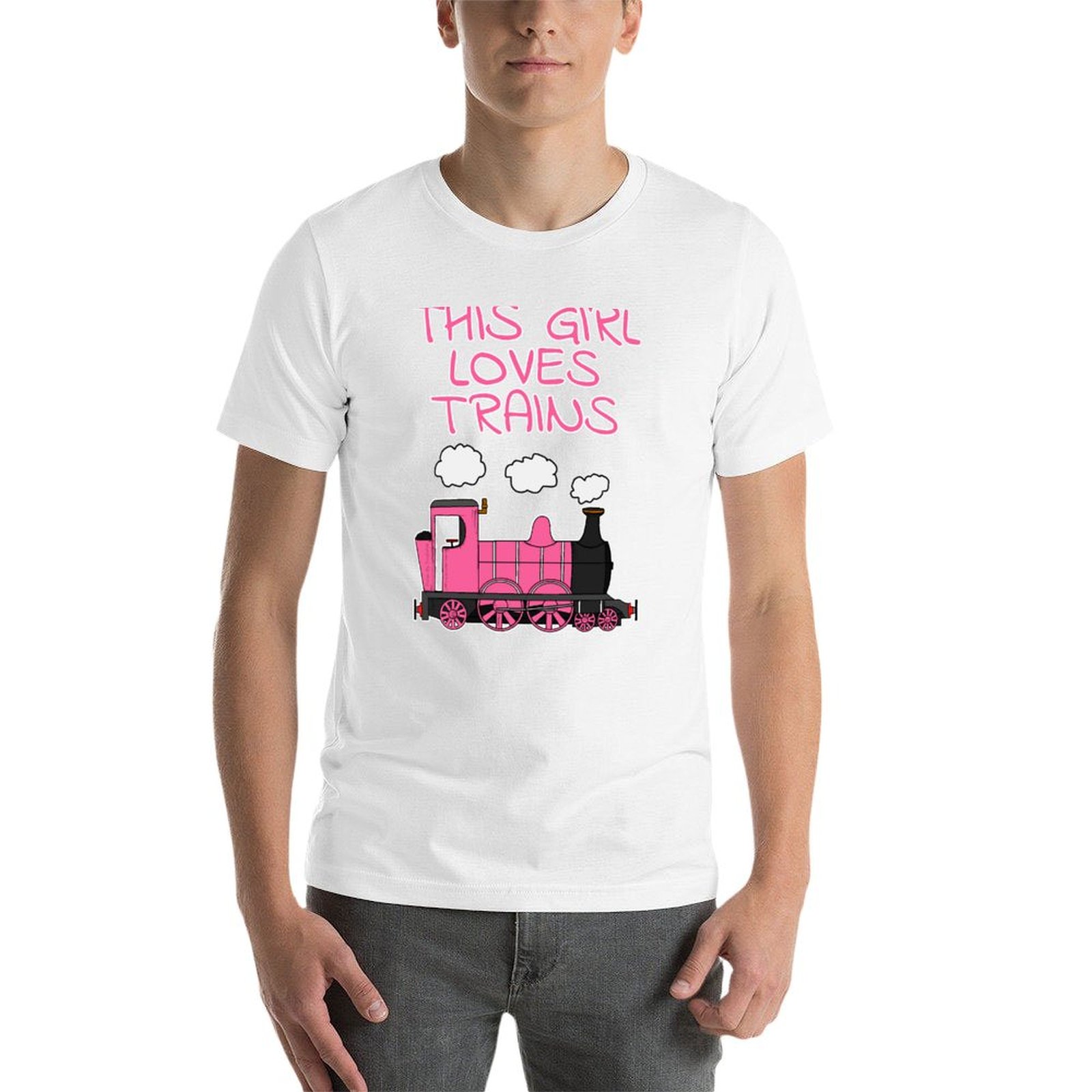 Cette fille aime les trains, t - Men'S Fashion Pink Shirt avis et prix